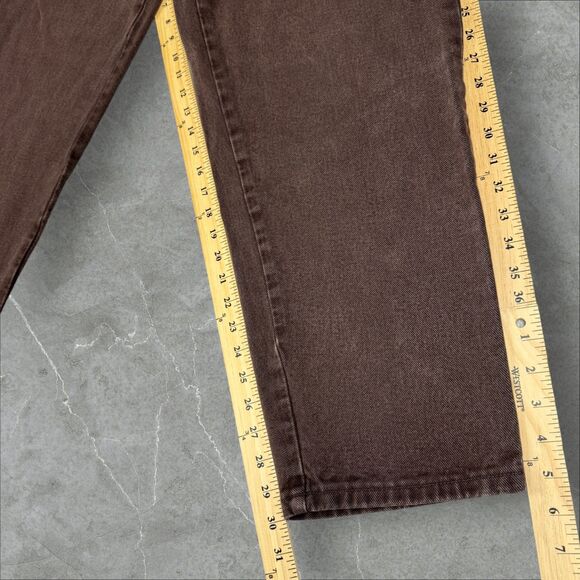 Vintage 90s Baggy Boss Dark Brown Denim Skater Surfer Jeans - 32x30 - Picture 7 of 8